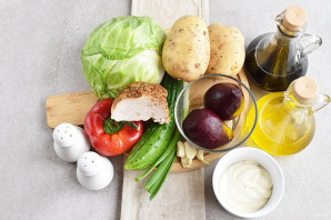 Салат с картошкой фри Салат с картошкой фри