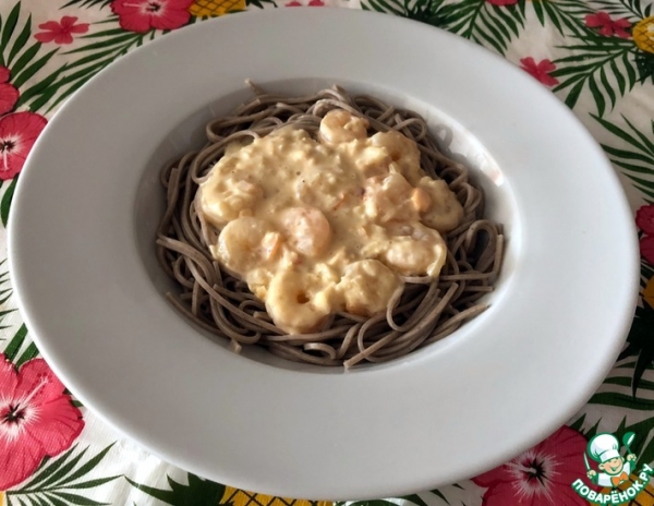 Гречневая лапша с креветками Гречневая лапша с креветками