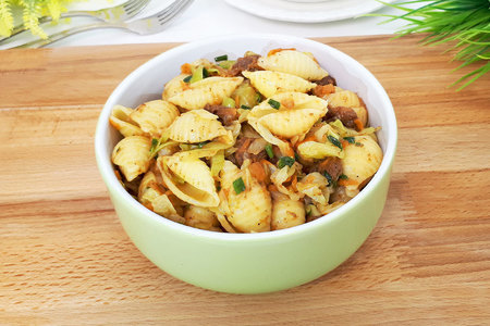 Макароны с мясом и капустой на ужин Макароны с мясом и капустой на ужин