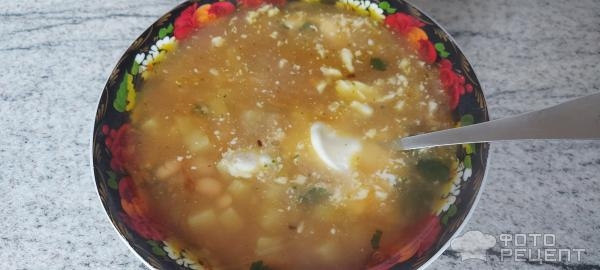 Рецепт: Фасолевый суп на курином бульоне - с консервированной фасолью в томате Рецепт: Фасолевый суп на курином бульоне - с консервированной фасолью в томате