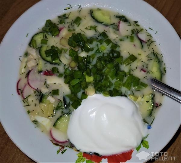 Рецепт: Окрошка на молочной сыворотке - С сывороткой, кефиром и соевым соусом Рецепт: Окрошка на молочной сыворотке - С сывороткой, кефиром и соевым соусом