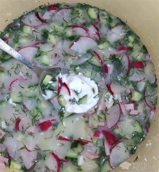 Рецепт: Окрошка на молочной сыворотке - С сывороткой, кефиром и соевым соусом Рецепт: Окрошка на молочной сыворотке - С сывороткой, кефиром и соевым соусом