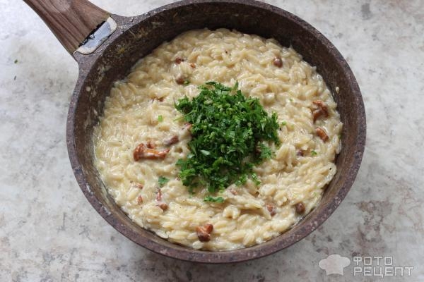 Рецепт: Паста с беконом и лисичками в сливочном соусе - с пастой орзо без бекона Рецепт: Паста с беконом и лисичками в сливочном соусе - с пастой орзо без бекона