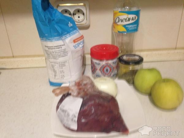 Рецепт: Печень куриная с яблоками - В моем исполнении.