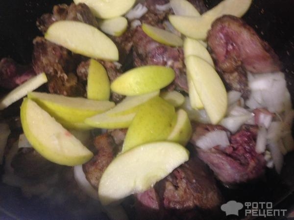 Рецепт: Печень куриная с яблоками - В моем исполнении.