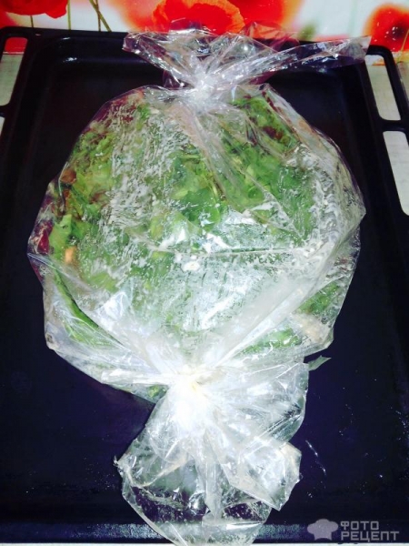 Рецепт: Рыба запеченная в рукаве - Путассу с рукколой в рукаве запеченная Рецепт: Рыба запеченная в рукаве - Путассу с рукколой в рукаве запеченная