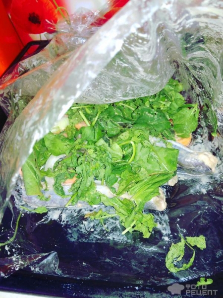 Рецепт: Рыба запеченная в рукаве - Путассу с рукколой в рукаве запеченная Рецепт: Рыба запеченная в рукаве - Путассу с рукколой в рукаве запеченная