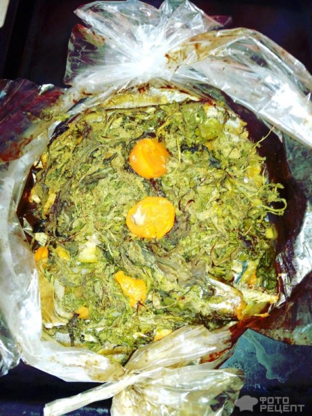 Рецепт: Рыба запеченная в рукаве - Путассу с рукколой в рукаве запеченная Рецепт: Рыба запеченная в рукаве - Путассу с рукколой в рукаве запеченная