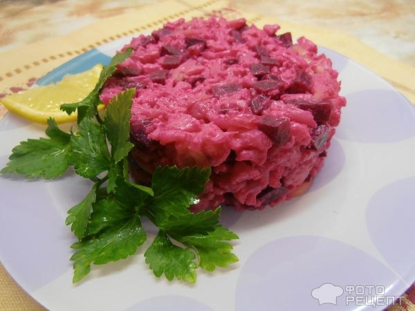 Рецепт: Салат из вареной свеклы - с цветной капустой Рецепт: Салат из вареной свеклы - с цветной капустой