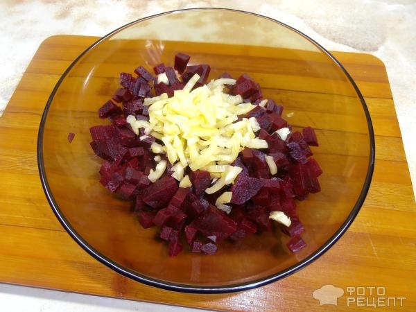 Рецепт: Салат из вареной свеклы - с цветной капустой Рецепт: Салат из вареной свеклы - с цветной капустой