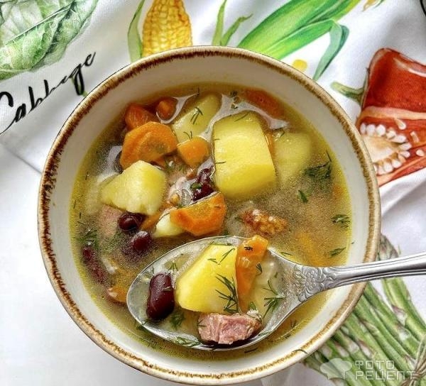 Рецепт: Суп из фасоли с мясом - быстрый и легкий Рецепт: Суп из фасоли с мясом - быстрый и легкий