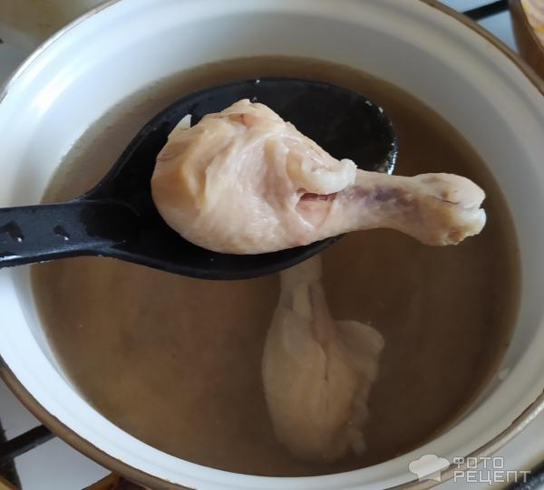 Рецепт: Сырный суп с курицей и шампиньонами - Со шпинатом Рецепт: Сырный суп с курицей и шампиньонами - Со шпинатом