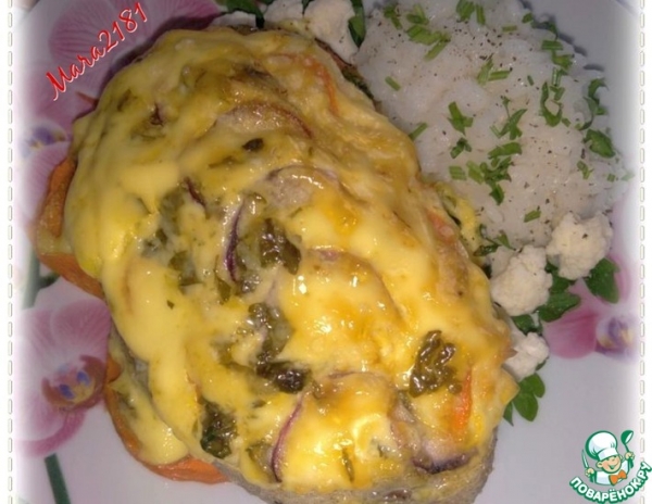 Запечённый стейк трески с морковью