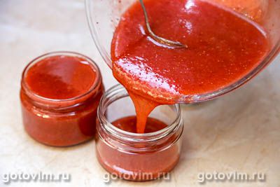 Клубника, протертая с сахаром с апельсинами (без варки) Клубника, протертая с сахаром с апельсинами (без варки)