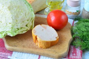 Салат с капустой, ветчиной и сухариками Салат с капустой, ветчиной и сухариками