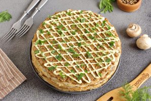 Несладкий блинный торт Несладкий блинный торт