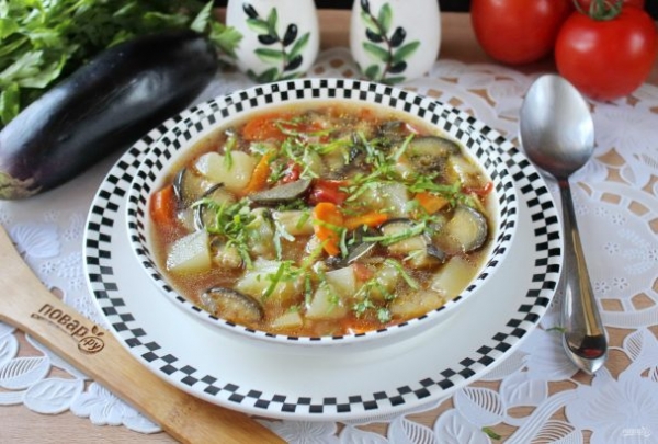 Армянский суп с баклажанами