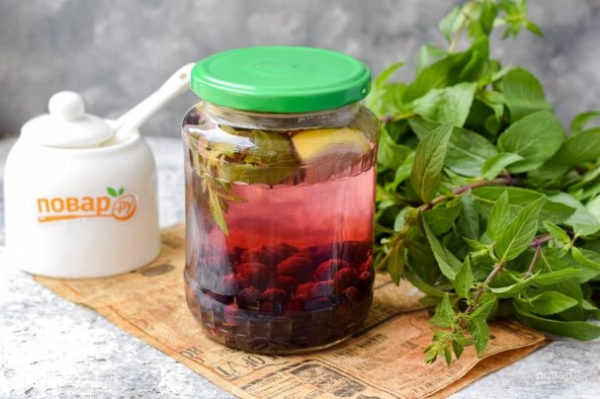 Компот из смородины с мятой и лимоном на зиму