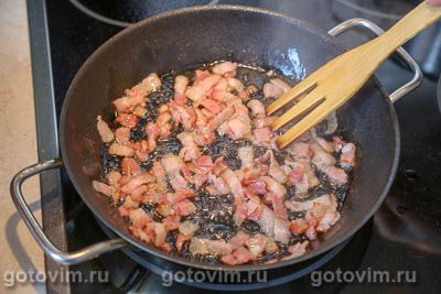 Макароны с беконом и кабачками Макароны с беконом и кабачками