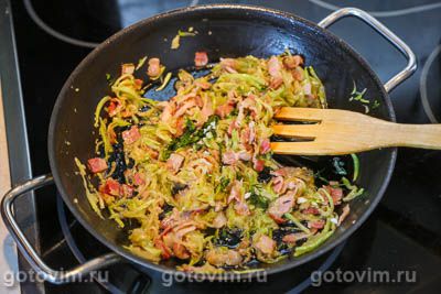 Макароны с беконом и кабачками Макароны с беконом и кабачками