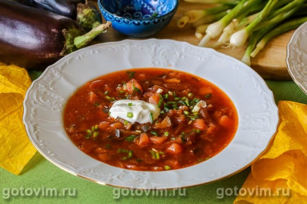 Южный борщ с баклажанами Южный борщ с баклажанами