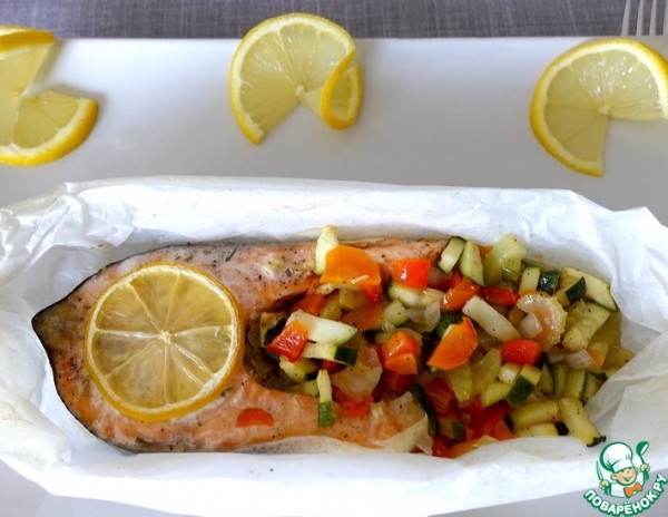 Лосось с овощами в духовке Лосось с овощами в духовке
