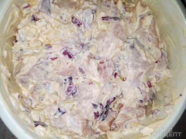 Рецепт: Быстро маринованный шашлык - Из свинины, маринованный растительным маслом и майонезом Рецепт: Быстро маринованный шашлык - Из свинины, маринованный растительным маслом и майонезом