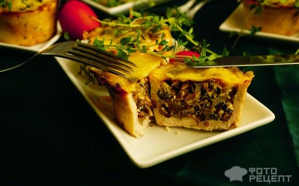 Рецепт: Корзиночки из куриного "теста" - с грибной начинкой