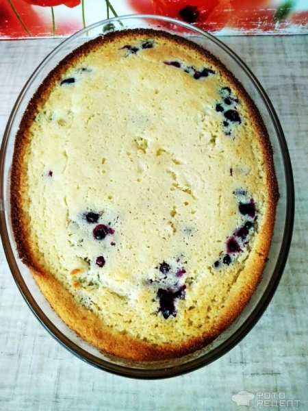 Рецепт: Манник с черной смородиной - Летний манник с ягодами: без муки Рецепт: Манник с черной смородиной - Летний манник с ягодами: без муки