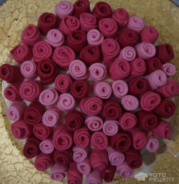 Рецепт: Торт "Молочная девочка" - с персиками и украшением из мастики