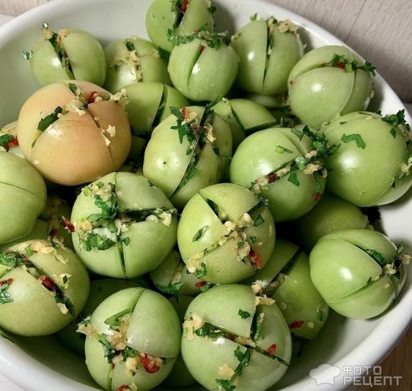 Рецепт: Зеленые помидоры маринованные - быстрое приготовление Рецепт: Зеленые помидоры маринованные - быстрое приготовление