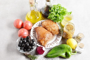 Салат с копченым окорочком