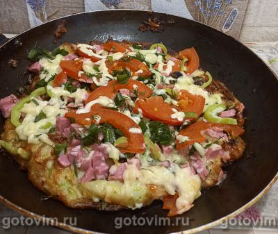 Пицца из кабачков на сковороде Пицца из кабачков на сковороде