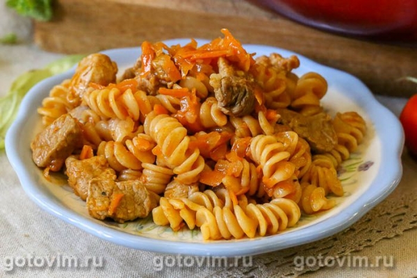 Макароны с мясом на сковороде (без варки) Макароны с мясом на сковороде (без варки)