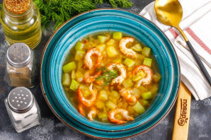 Суп из кабачков с креветками Суп из кабачков с креветками