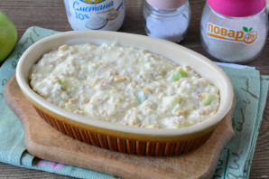 Творожная запеканка с геркулесом и яблоками