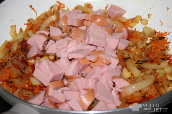 Рецепт: Гречка по-купечески - с сардельками Рецепт: Гречка по-купечески - с сардельками