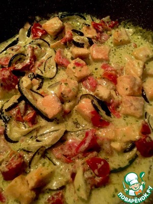 Спагетти с цуккини, лососем и Спагетти с цуккини, лососем и