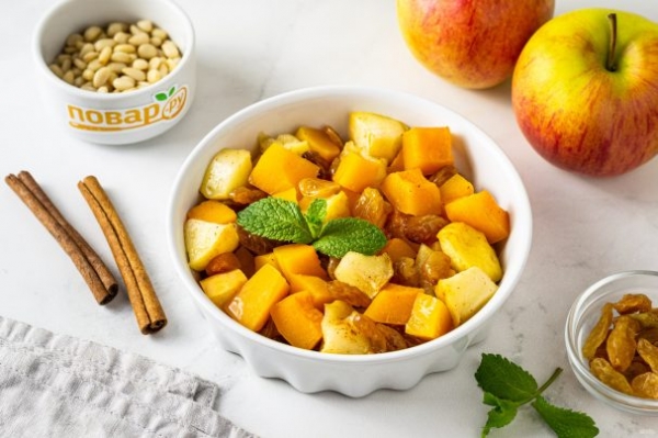 Запеченная тыква с яблоками Запеченная тыква с яблоками