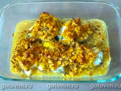 Макрурус, запеченный в духовке с грибами в сливках Макрурус, запеченный в духовке с грибами в сливках