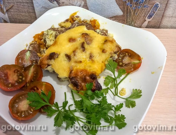 Запеканка из печени в яичной заливке