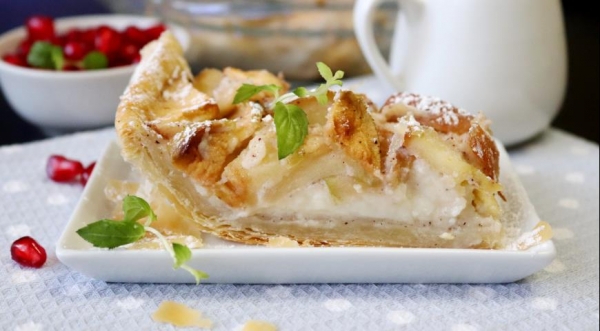 Яблочный пирог со сливочной заливкой, пошаговый рецепт с фото