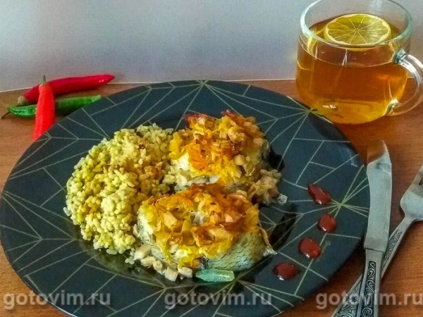 Макрурус, запеченный в духовке с грибами в сливках Макрурус, запеченный в духовке с грибами в сливках