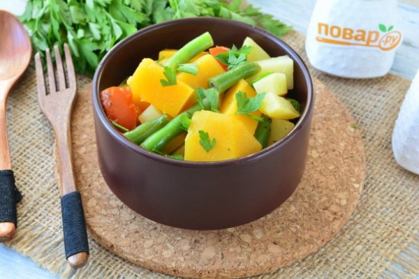 Рагу из стручковой фасоли с тыквой Рагу из стручковой фасоли с тыквой