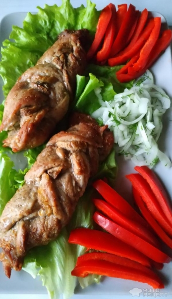 Рецепт: Мясные косички - из свинины в маринаде