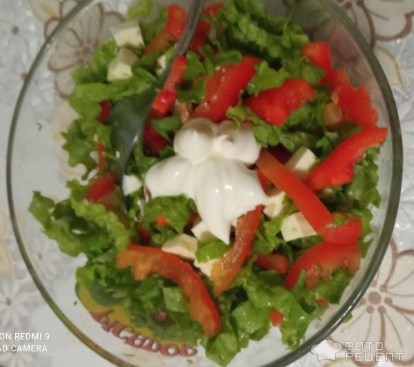 Рецепт: Салат из перца сладкого и брынзы - с добавлением зелени Рецепт: Салат из перца сладкого и брынзы - с добавлением зелени