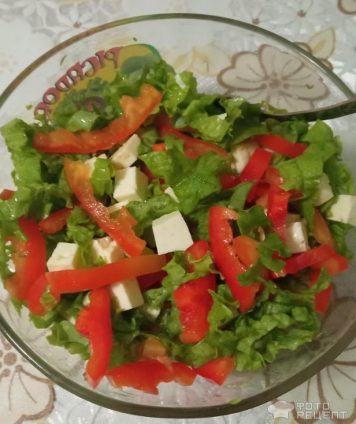 Рецепт: Салат из перца сладкого и брынзы - с добавлением зелени Рецепт: Салат из перца сладкого и брынзы - с добавлением зелени