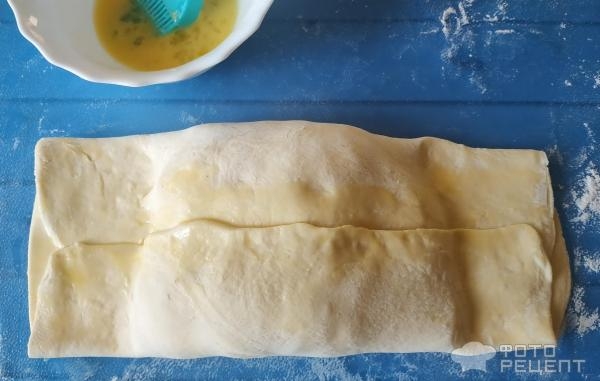 Рецепт: Слоеный пирог с форелью - на подушке шпината со сливочным сыром Рецепт: Слоеный пирог с форелью - на подушке шпината со сливочным сыром