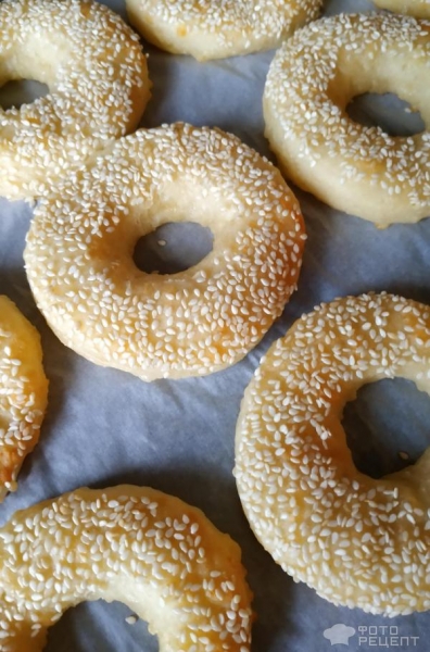 Рецепт: Сырно-творожные колечки - с кунжутом Рецепт: Сырно-творожные колечки - с кунжутом