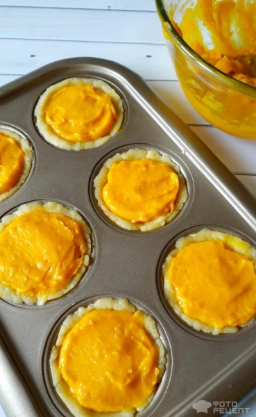 Рецепт: Тарталетки с тыквой. Встречаем Хэллоуин - и шоколадным рисунком Рецепт: Тарталетки с тыквой. Встречаем Хэллоуин - и шоколадным рисунком